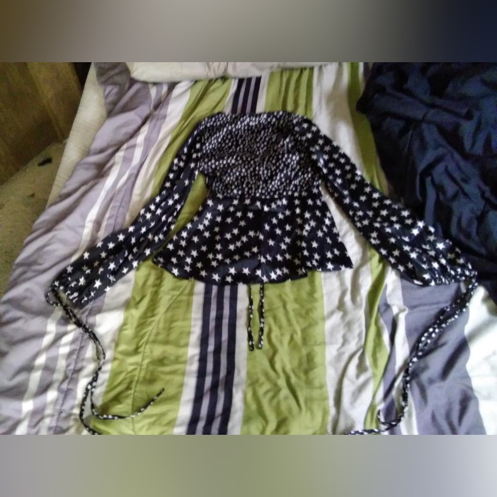 Black shirt with white stars, size UK 8 EU 36 US 4, Asos design